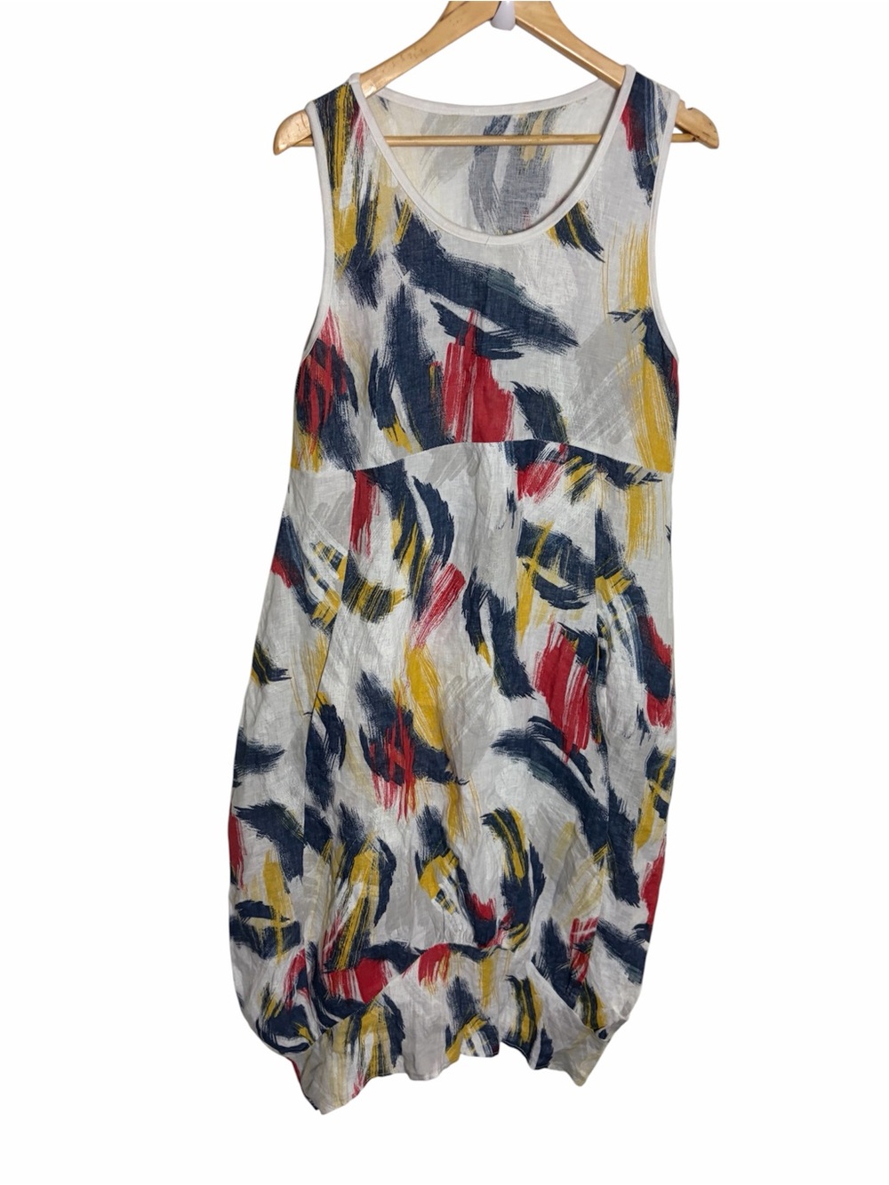 Lagenlook avant-garde abstract primary colors paint brush strokes shirt dress